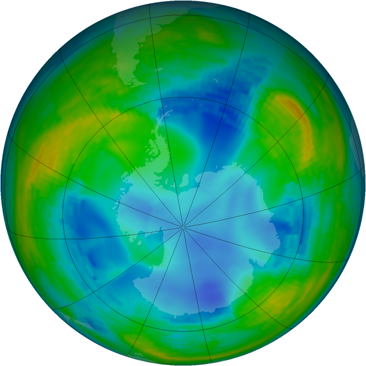 Antarctic ozone map for 01 August 1993
